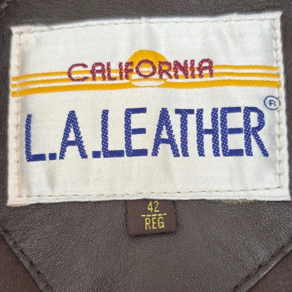 California LA Leather Jacket Brown 2-Button Vintage 80's‎ Size 42 R Mobwife